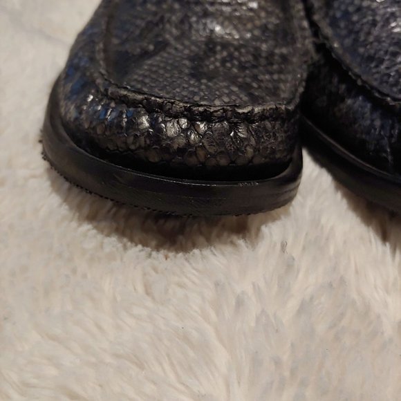 Echt Leder Vrai Cuir Snakeskin Womens Grey Made in Italy Loafers 40 - Picture 10 of 15